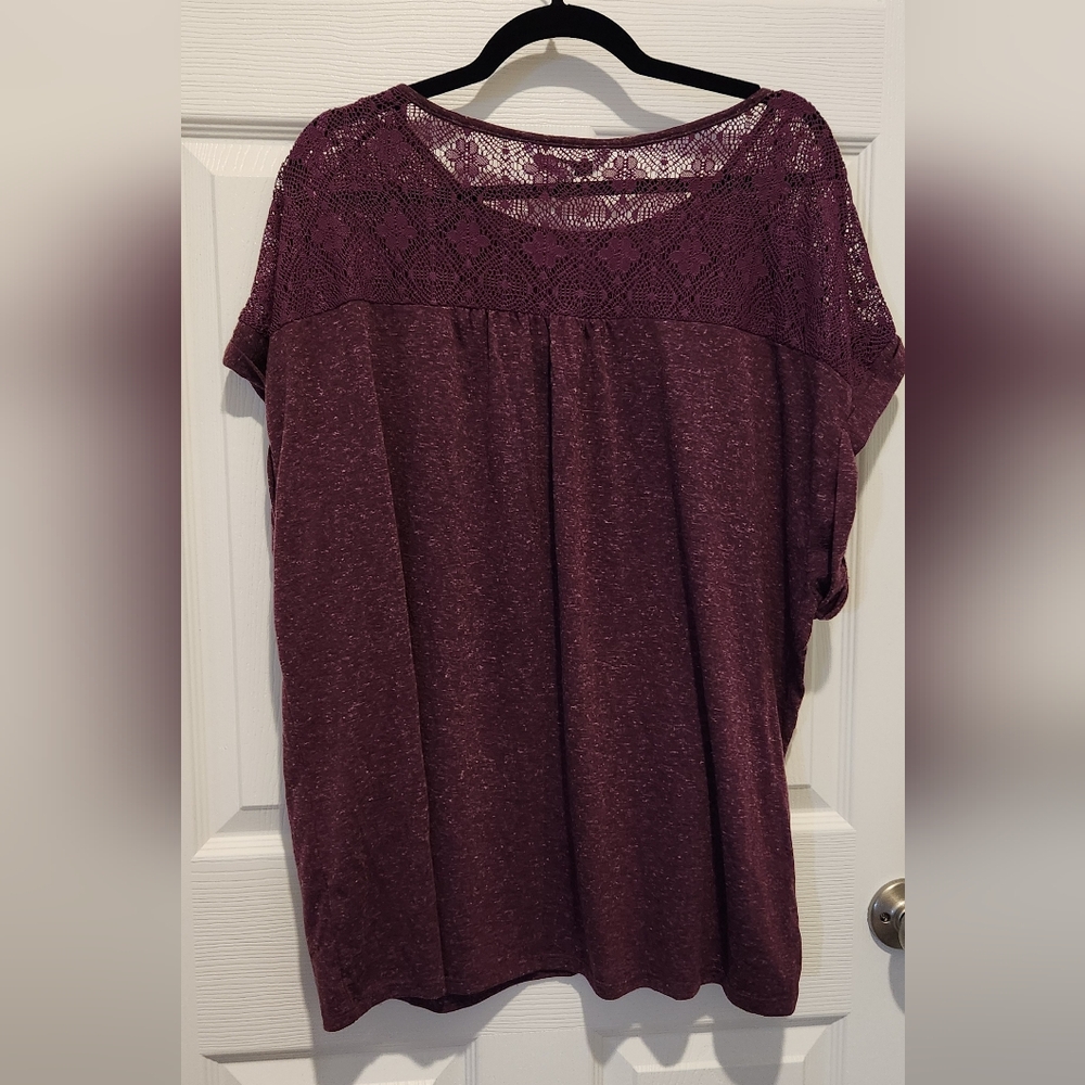 Sonoma Women's Burgundy Lace Sleeve Blouse - Picture 3 of 4